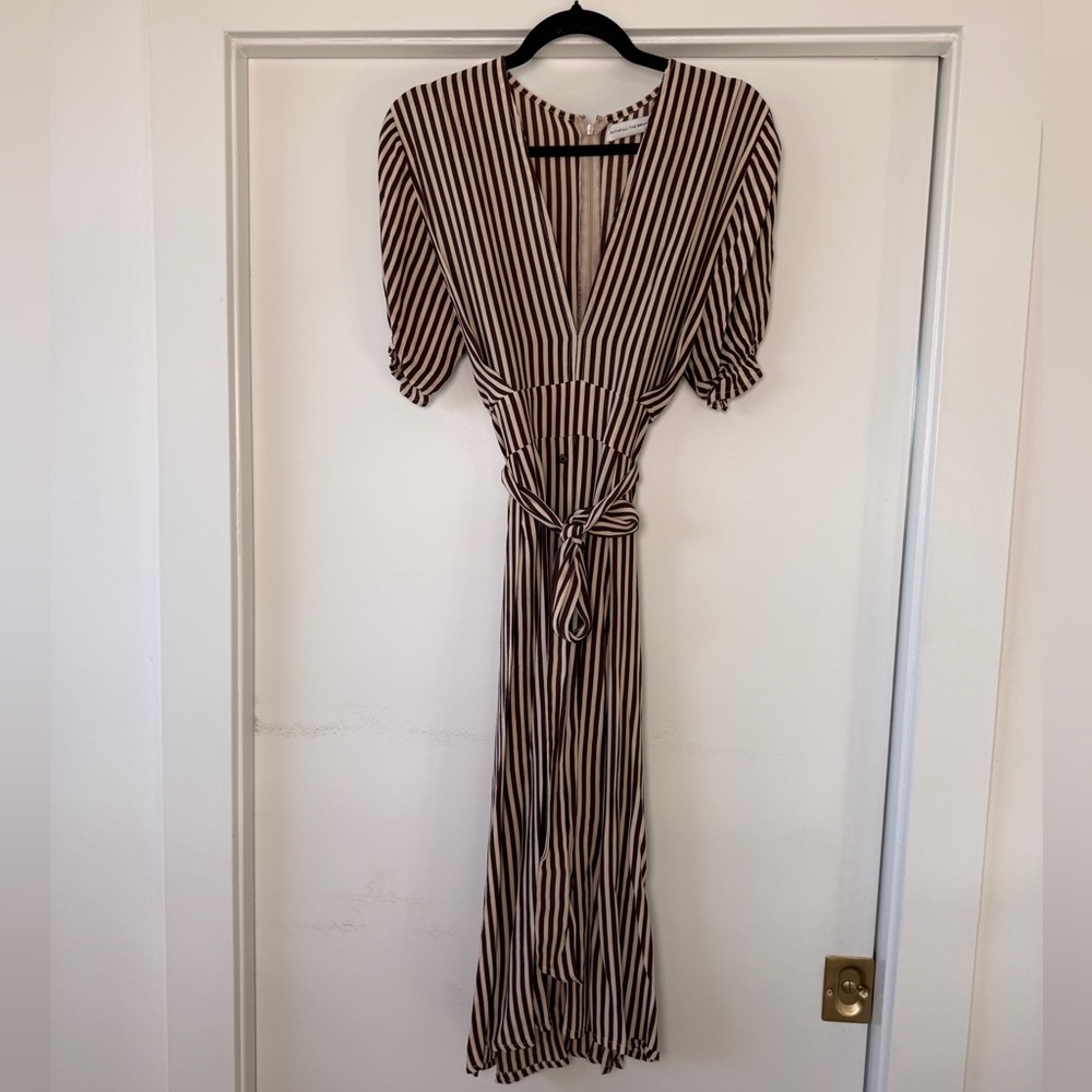 Faithfull the Brand Black and White Striped Long Sleeve Dress